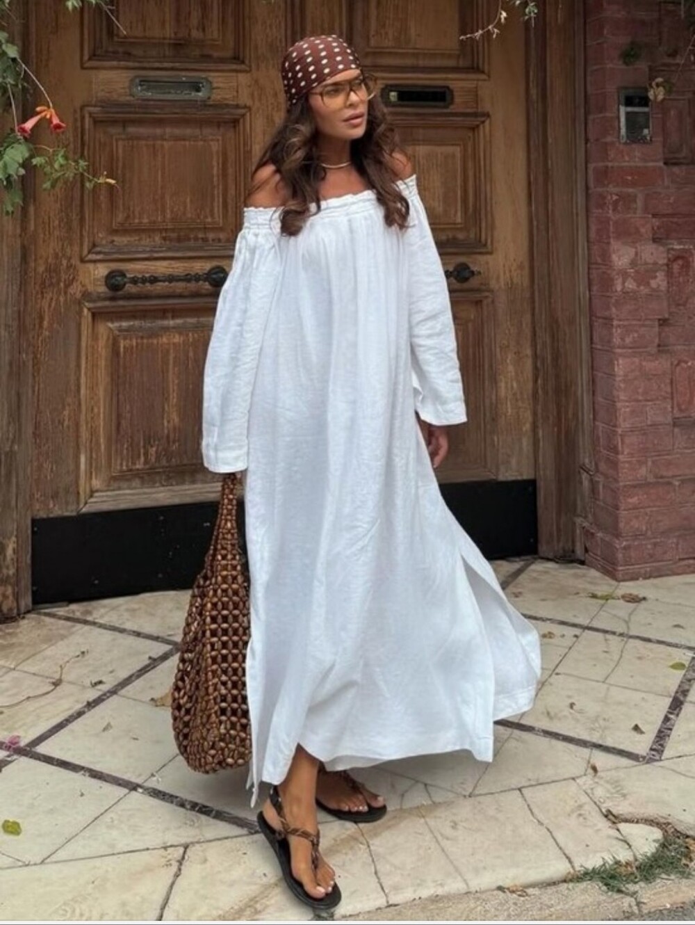 Zara 100% Linen Dress White Size M